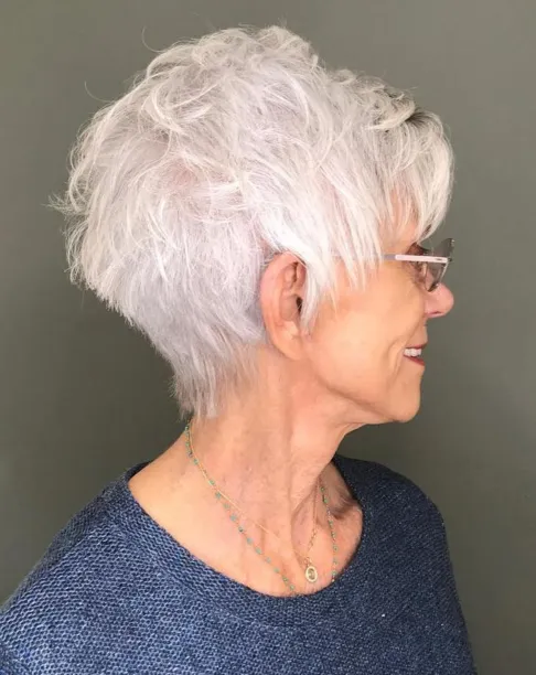 Airy Gray Pixie with Feathered Layers