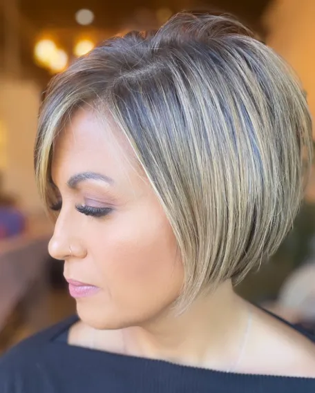 Angled Chin Length Cut with Highlights