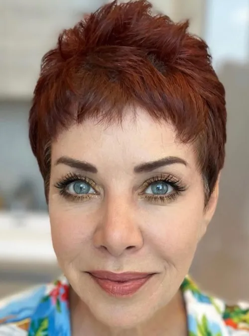 Auburn Spiky Pixie and Micro Bangs