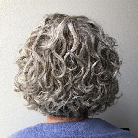 Awesome Curly Gray Bob