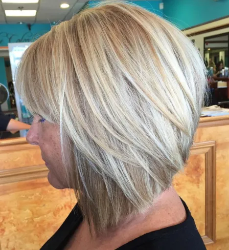 Blonde Slanted Bob with Layers