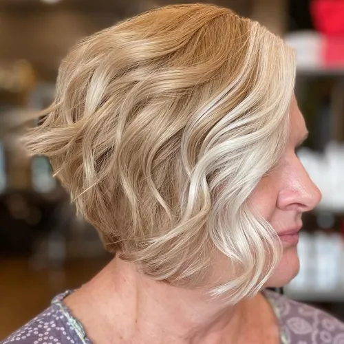 Blonde Stacked Bob with Soft Waves
