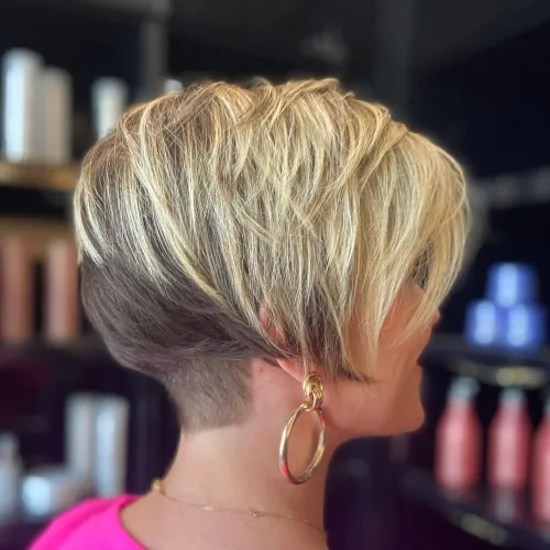 Blonde Tapered Pixie with Brown Undercut