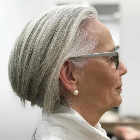 Blonde and Gray Swept Back Bob
