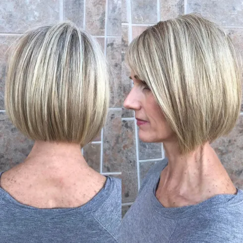 Blunt Rounded Bob with Blonde Balayage