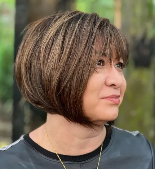 Chin Length Bob with Blunt Bangs