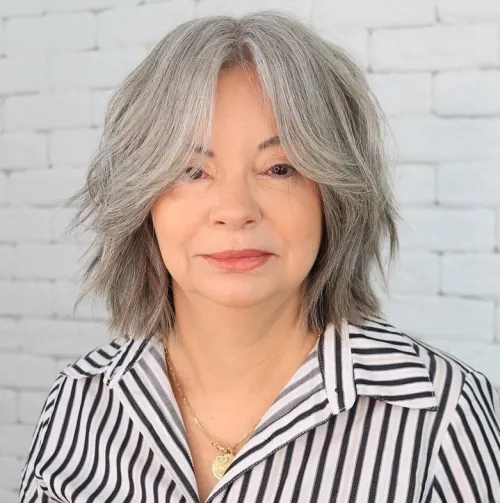 Choppy Layered Bob with Curtain Bangs