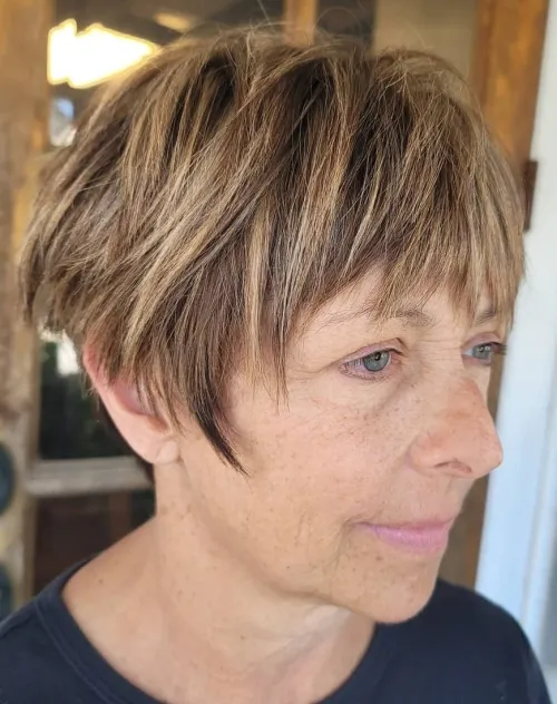 Choppy Pixie Cut with Blonde Highlights