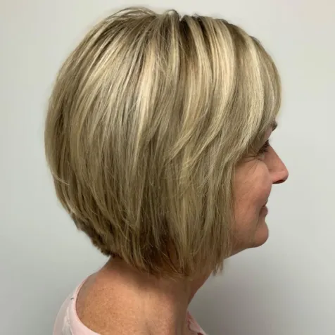 Choppy Rounded Blonde Bob Over 40