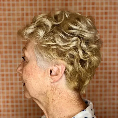 Curly Golden Blonde Pixie for Older Ladies