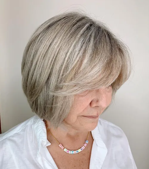 Delicate Classic Bob with Side Swept Bangs