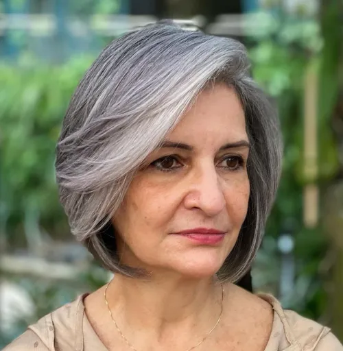 Elegant Bob for Salt and Pepper Hair