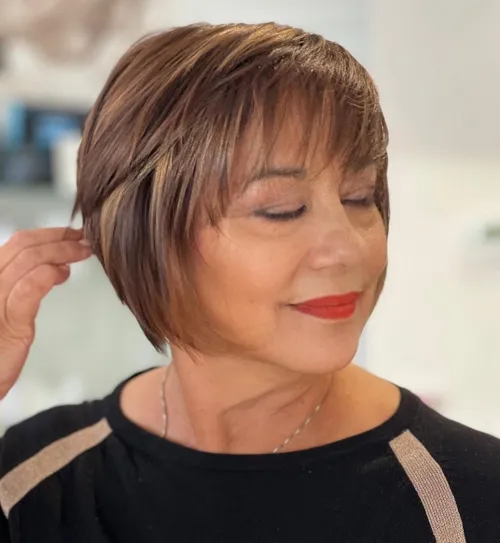 Face Framing Wispy Bangs and Highlights