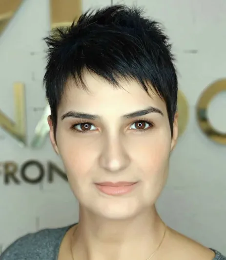 Fluffy Razored Brunette Pixie