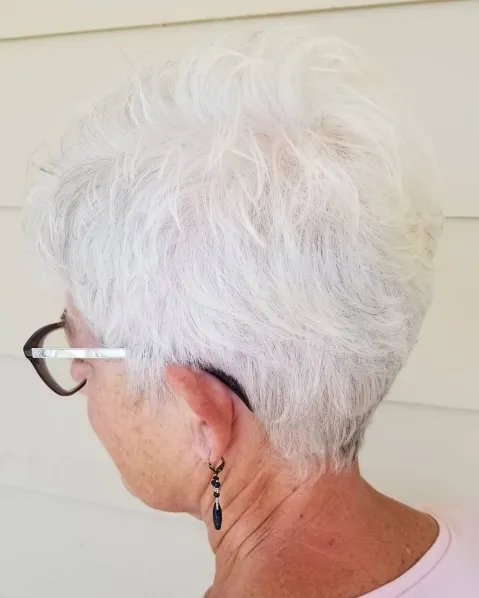 Fluffy Snow White Pixie with Tapered Back