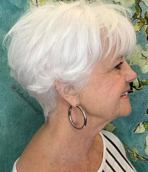 Fluffy White Tapered Pixie