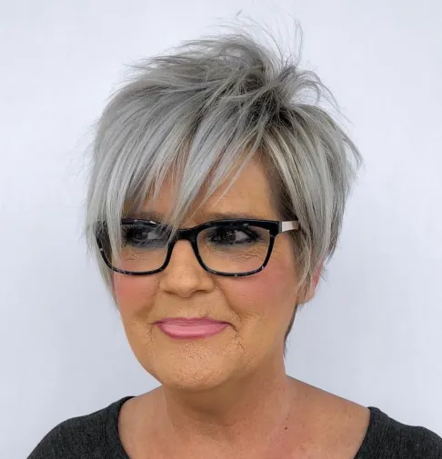 Fun Silver Pixie with Long Razored Layers