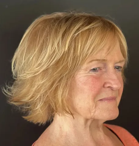 Golden Blonde Shaggy Bob for Older Women