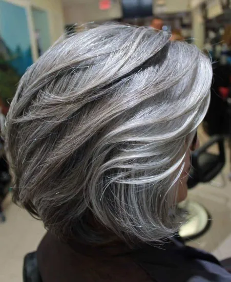 Gorgeous Gray Bob with Swooping Layers