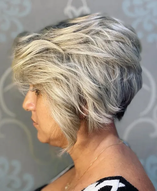 Gray Beachy Hair Bob cut