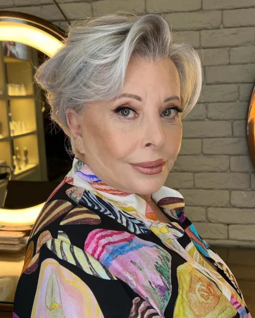 Gray Hair with Swoop Fringe