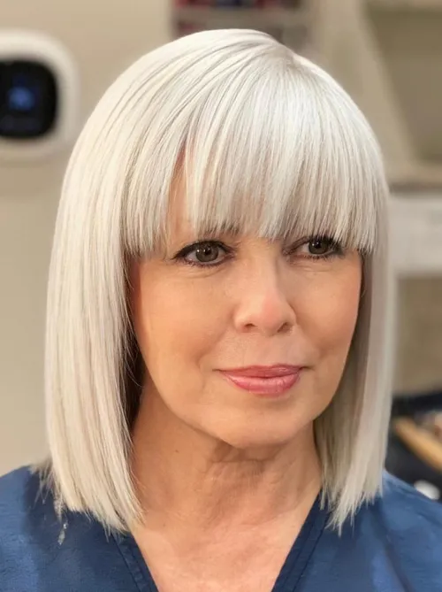 Icy Blonde Bob for Naturally Gray Hair