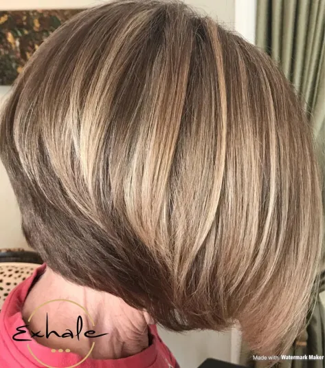 Layered Bronde Balayage Bob Over 70