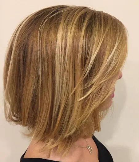Light Copper Bob with Blonde Highlights