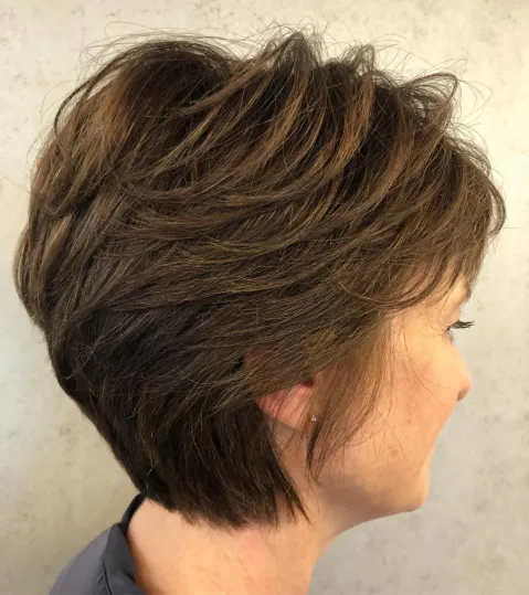 Long Feathered Walnut Brown Pixie