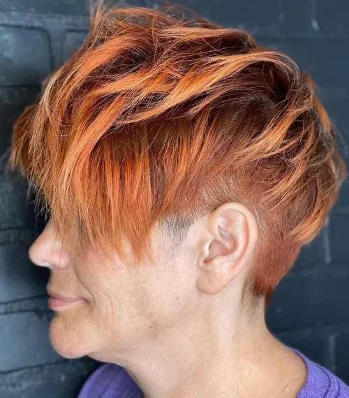 Long Ginger Pixie with Temple Undercut