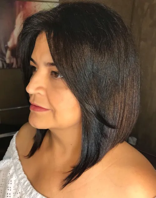 Long Inverted Bob with Face Framing Bangs