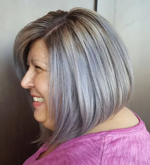Lovely Gray Balayage Bob for Thick Hair