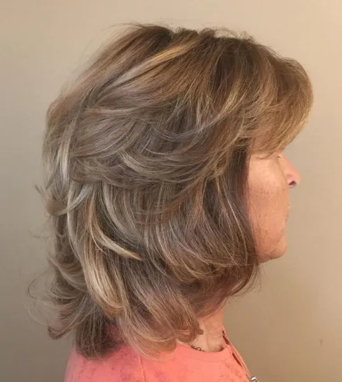 Medium Feathered Cut with Bangs