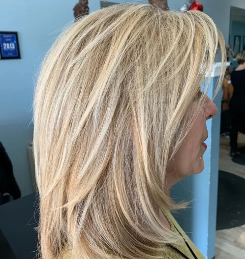 Medium Voluminous Straight Blonde Hair