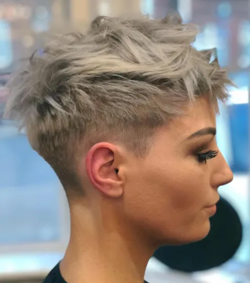 Messy Ash Blonde Pixie Undercut