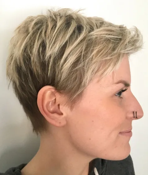 Messy Chopped Pixie with Blonde Balayage