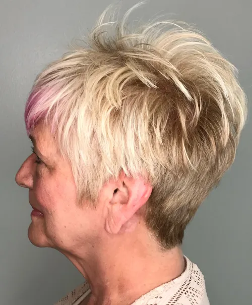 Messy Pixie Shag with Bright Accents