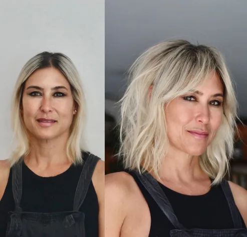 Mid Length Shag with Curtain Bangs