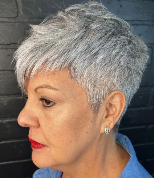 Modern Gray Pixie for Older Women