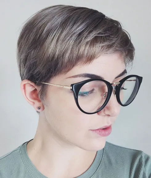 Neat Short Pixie with Glasses