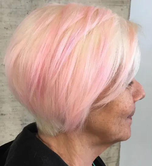 Pink Highlights for Layered Bob