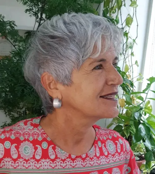 Platinum Gray Pixie Haircut