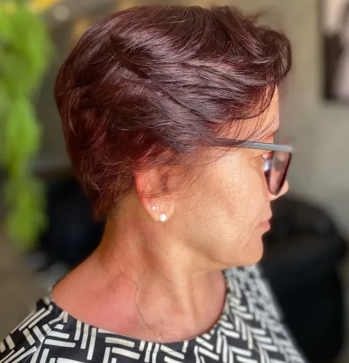 Red Brown Pixie Cut with Feathered Layers