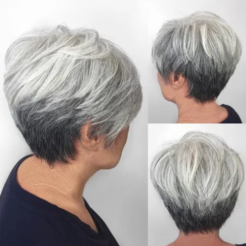 Reverse Ombre for Short Gray Hair