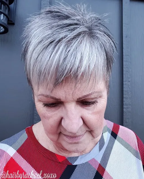 Sassy Gray Hair with Wispy Bangs