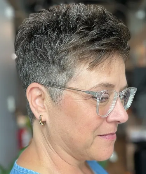 Shaved Nape Pixie Cut for Over 60