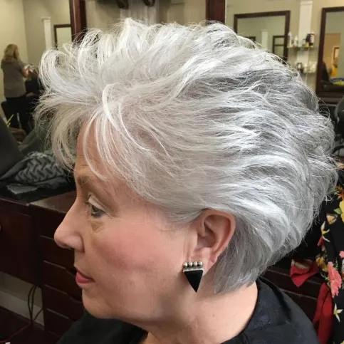 Short Feathered Gray Hairstyle