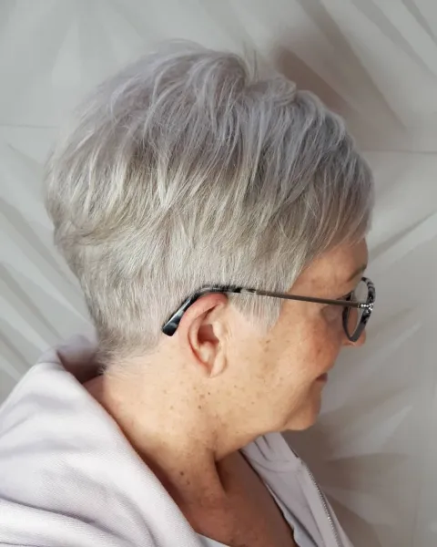 Short Gray Tapered Cut for Older Women