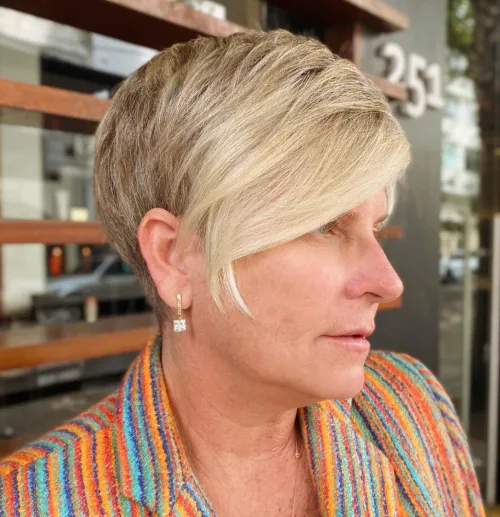 Short Hair with Sculpted Sweeping Bangs