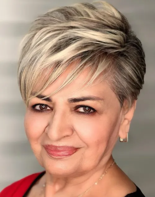 Short Pixie Cut with Layered Highlighted Bangs